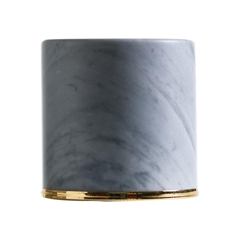 Im Angebot: Meinung Ciatti Fermaporte Zylindrischer Türstopper, Gray (Bardiglio Grey Marble with Gold Hardware)