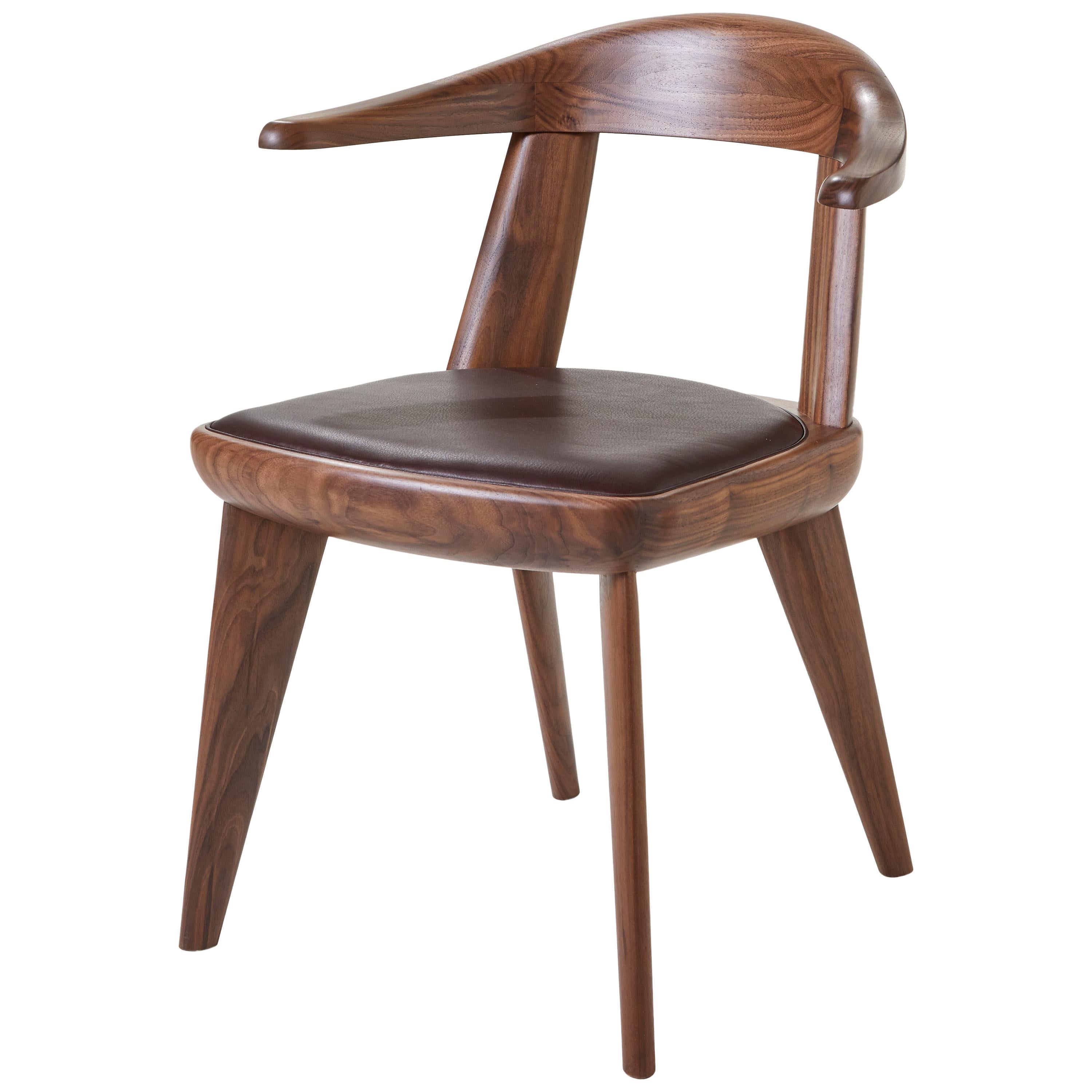 For Sale: Brown (Elegant 93957 Dark Brown) Brutus Armchair in Solid Walnut with Leather Seat Designed by Craig Bassam