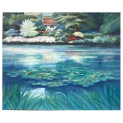 Claude Monet's House & Garden Giverny Huge French Contemporary Oil Painting