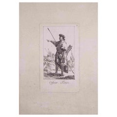 Officier Tartare - Original Etching by Jean Baptiste Le Prince - 1765