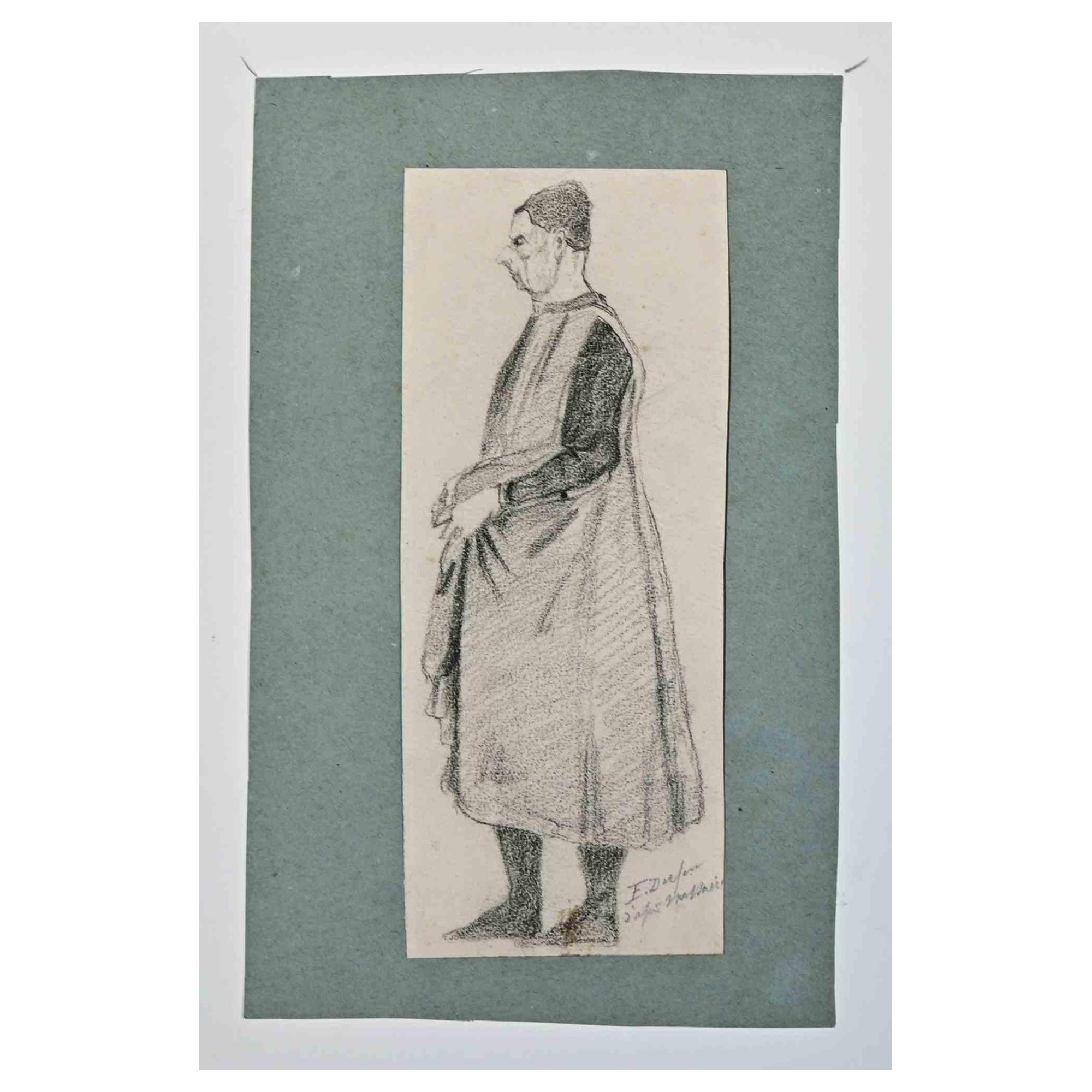 Bishop - Drawing in Pencil By Edouard Dufeu - 1880s