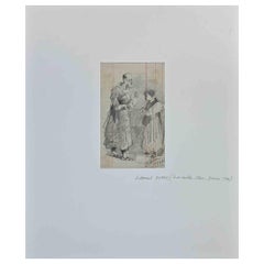 Dessin au crayon pour hommes d'église par Edouard Dufeu - 1886