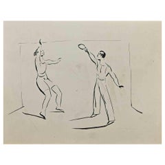 Jouer - Dessin à l'encre de Norbert Meyre - Début du 20e siècle