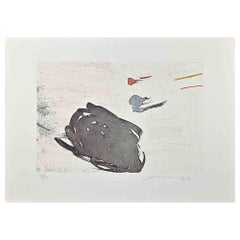 Composition abstraite - eau-forte originale de Hsiao Chin - 1977