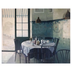 Casa Nun Cadaques Spain oil on canvas painting restaurant interior still life