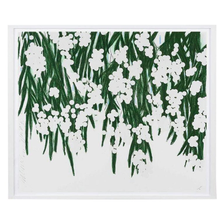 Donald Sultan Figurative Print - Mimosa, April 30 - Contemporary, 21st Century, Silkscreen, Mimosa, Flower, White