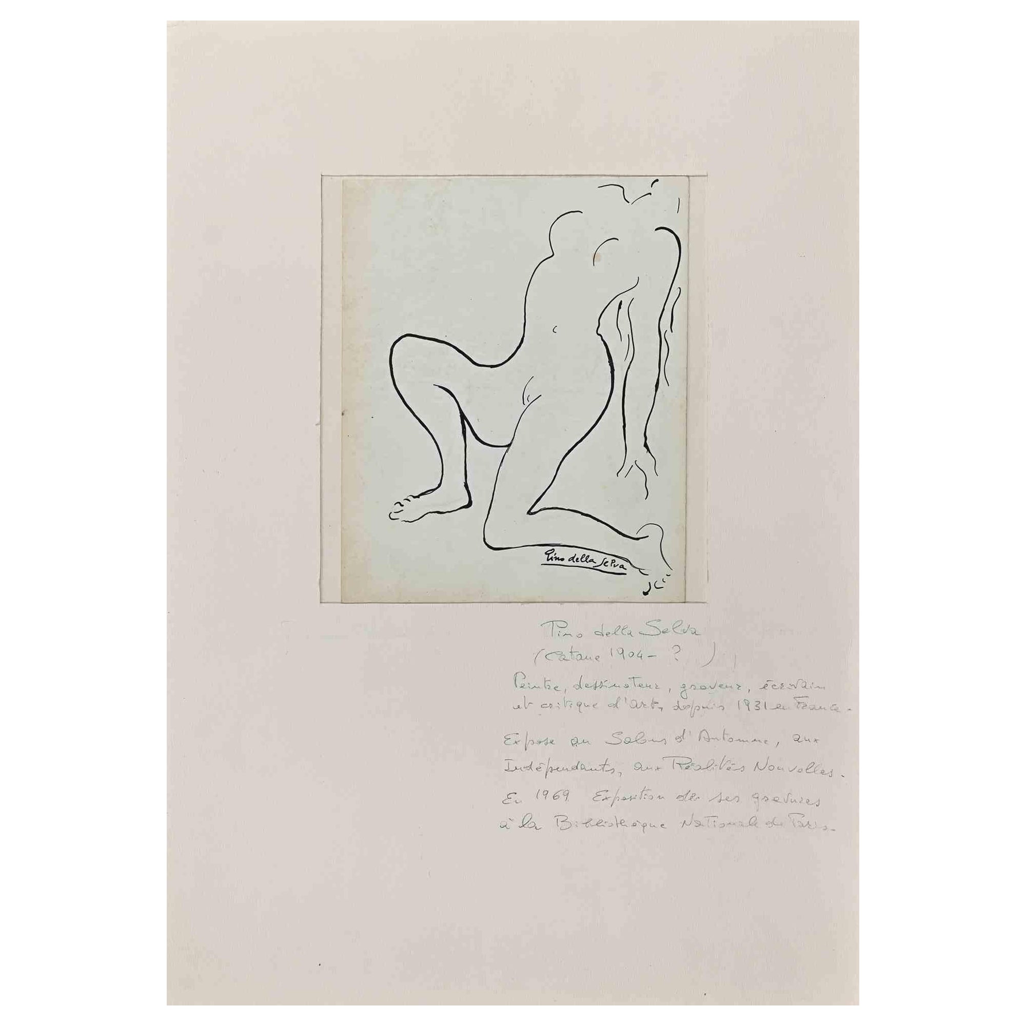 Akt einer Frau ist eine Original-Tuschezeichnung von Pino della Selva (1904-1987).

Guter Zustand einschließlich eines weißen Passepartouts aus Karton (50x35 cm).

Handsigniert vom Künstler in der rechten unteren Ecke.

Pino della Selva (Pseudonym