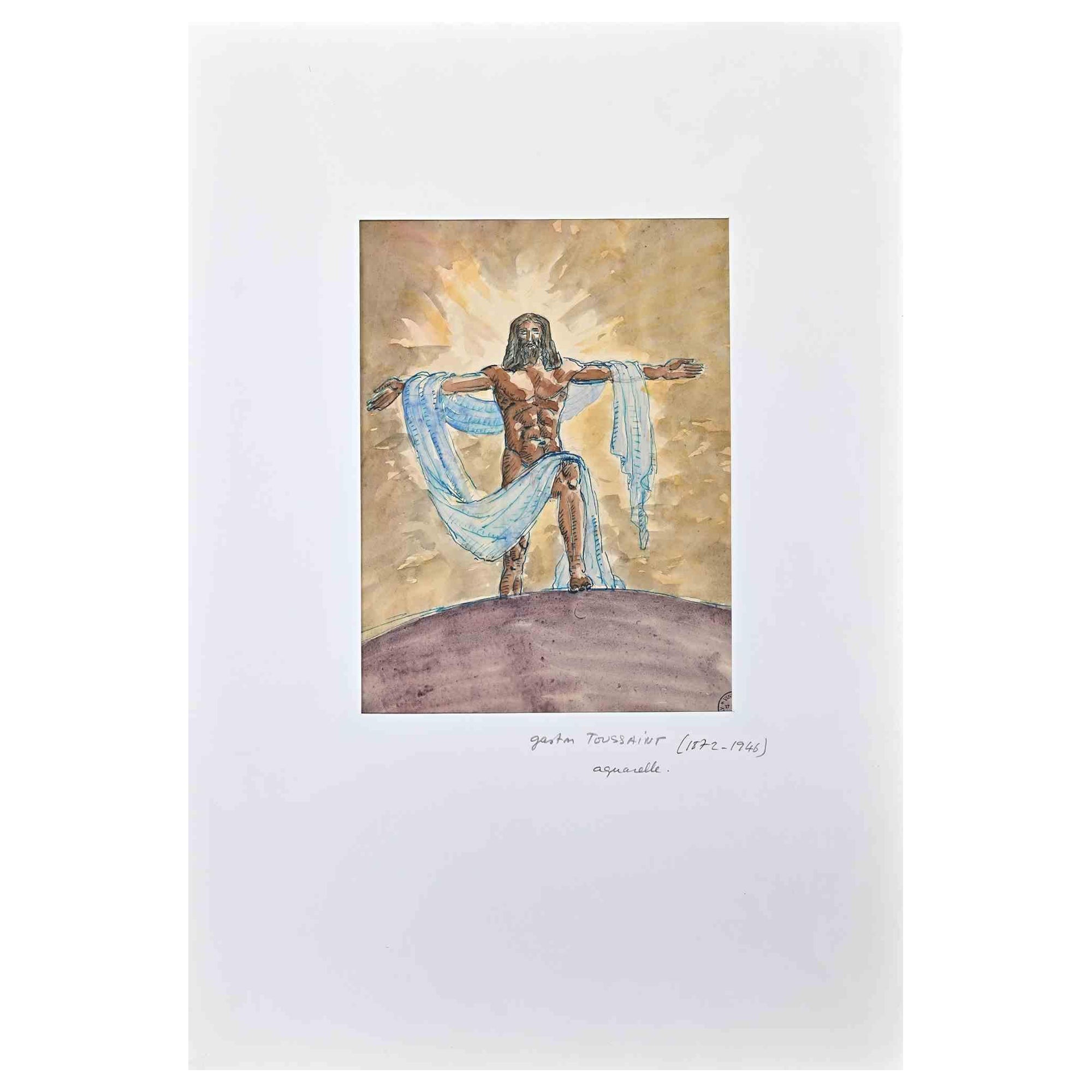 Jesus Christ - Original Drawing by Gaston Touissant - Early 20th Century