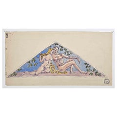 Adam and Eve - Original Drawing by Gaston Touissant - Early 20th Century