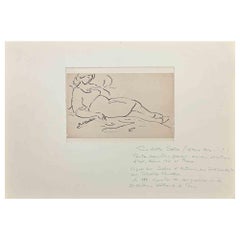 Half-Stretched Woman - Original Drawing by Pino della Selva - 1950s
