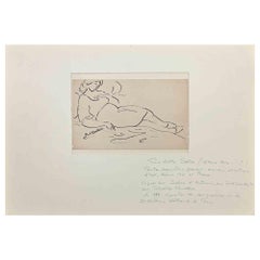 Femme semi-vêtue - dessin original de Pino della Selva - années 1950