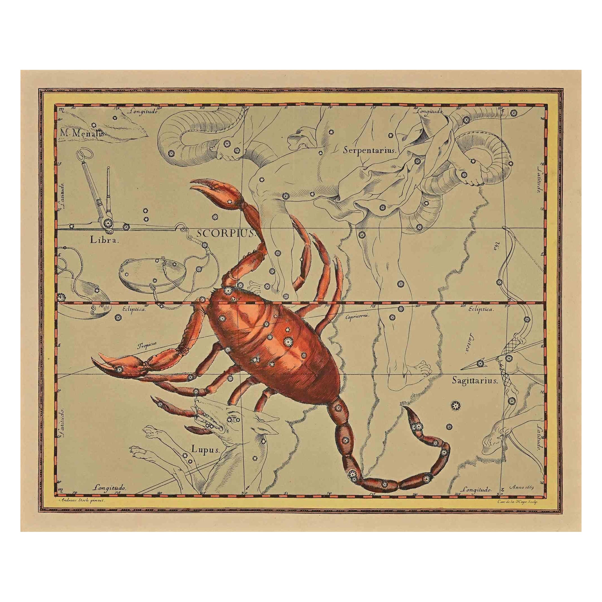 Charles de la Haye Figurative Print - Scorpion - Etching by Charles De la Haye - 18th Century