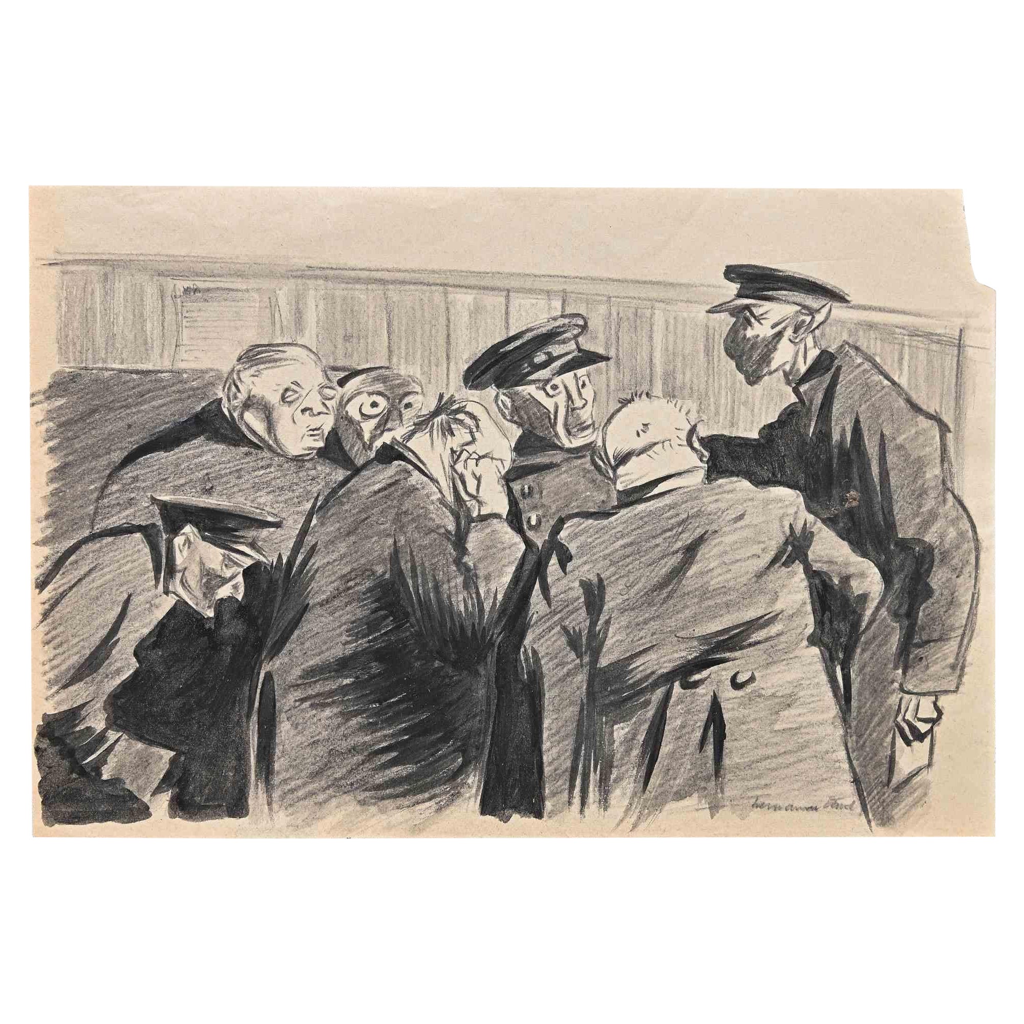 Policemen - Original Drawing by Hermann Paul - Early 20th Century