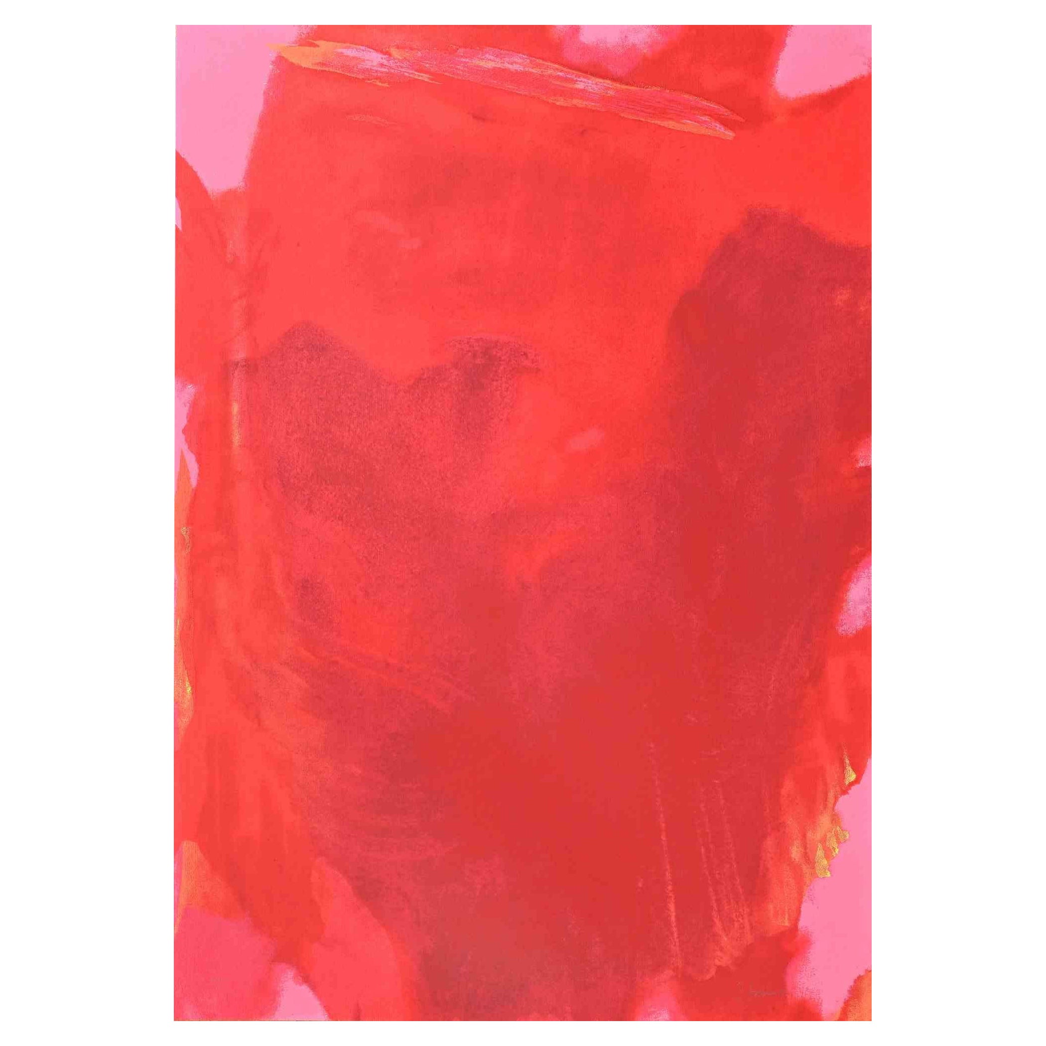 Italo Bressan Abstract Print - The Visible of the Invisible - Red Composition - by I. Bressan - 1989
