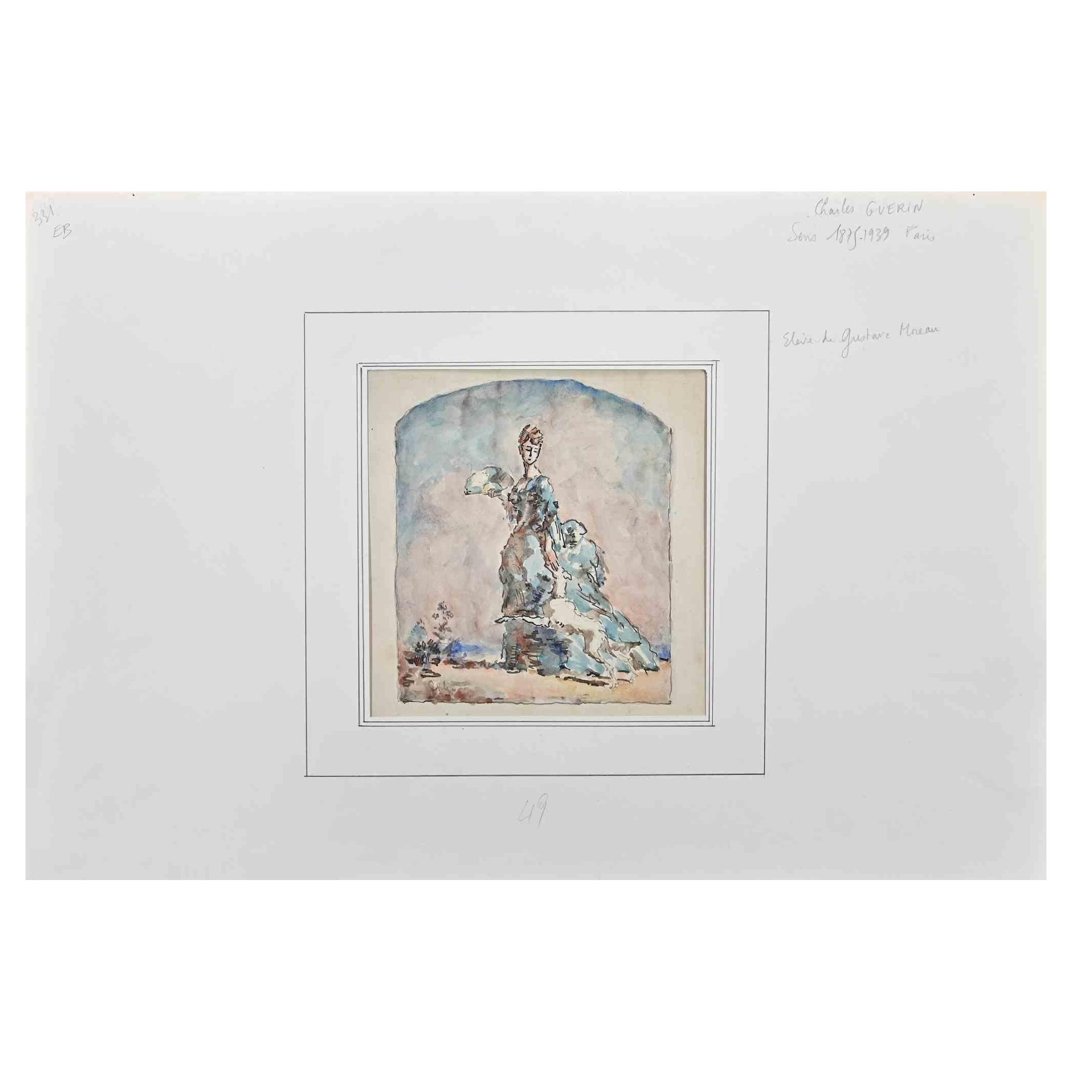 Woman is an Original China Ink and Watercolour realized by Charles Guerin (1875-1939).

Good condition on a yellowed paper included a white cardboard passpartout (37.5x54.5 cm).

No signature.

Charles Guerin (Sens, 1875 - 1939), a French artist,