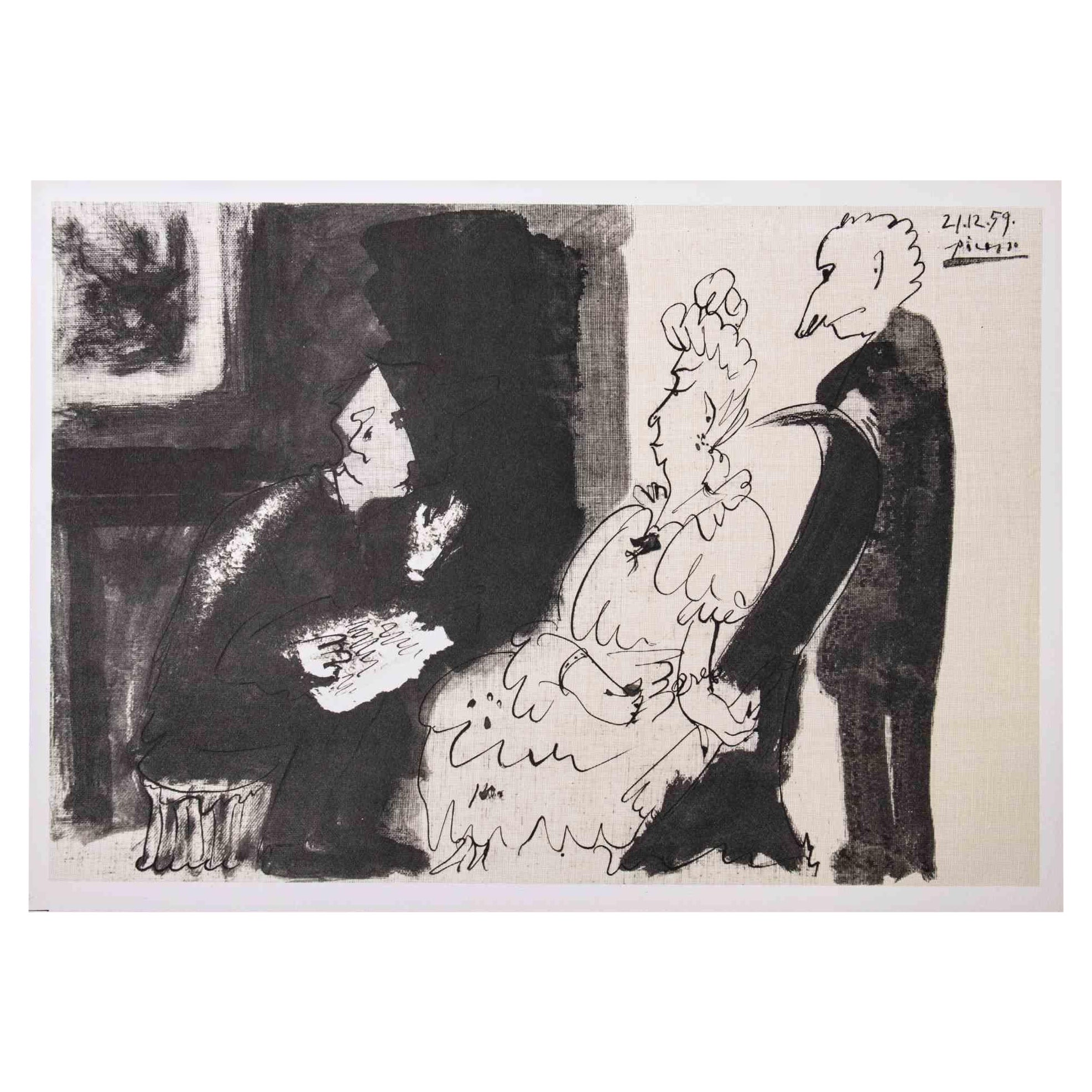 (after) Pablo Picasso Figurative Print - La Lecture - Photolithograph after Pablo Picasso - 1959