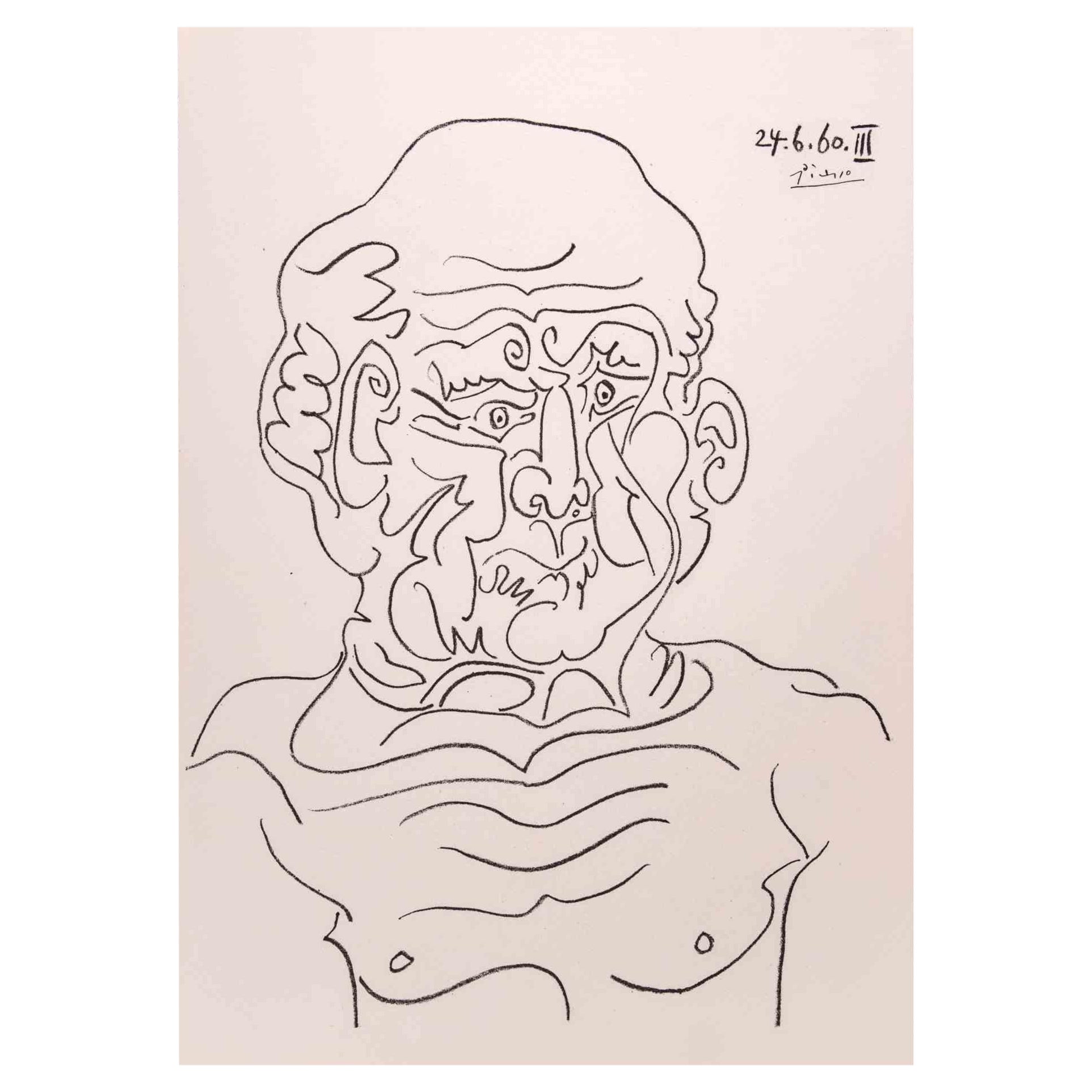 (after) Pablo Picasso Figurative Print – Porträt – Fotolithographie nach Pablo Picasso – 1960