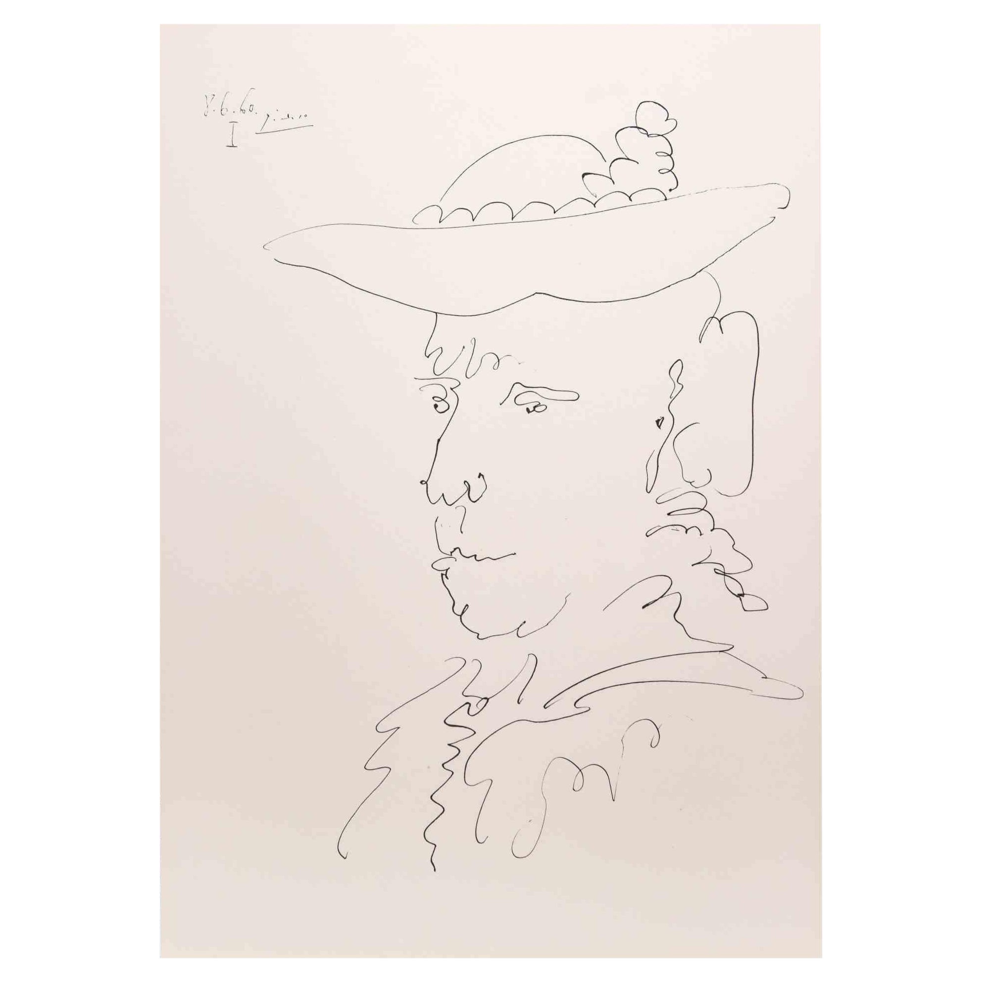 (after) Pablo Picasso Figurative Print - Portrait - Photolithograph after Pablo Picasso - 1960
