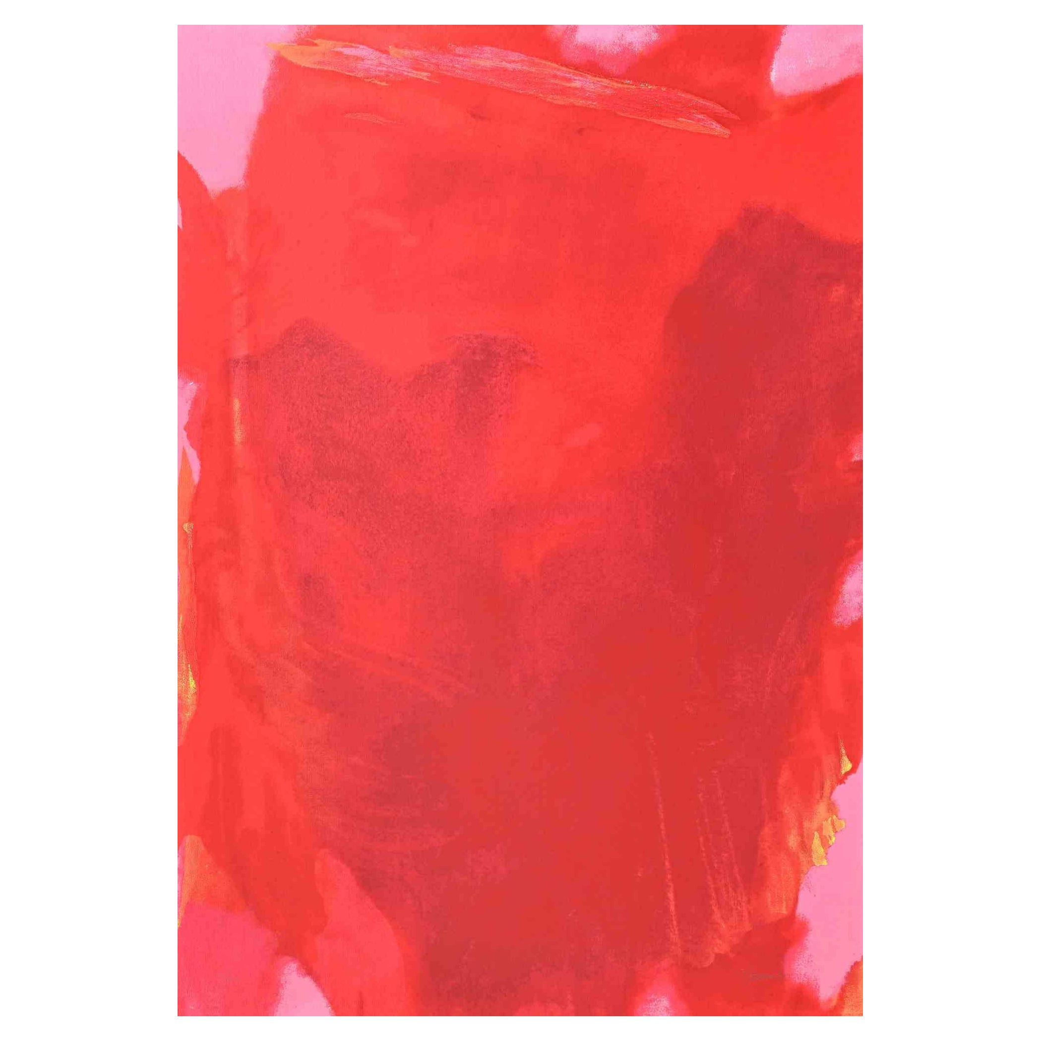 Italo Bressan Abstract Print - The Visible of the Invisible - Red Composition -Screenprint by I. Bressan - 1989