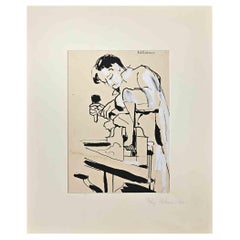 The Artisan - Original Drawing by Rémy Hetreau - Mid 20th Century