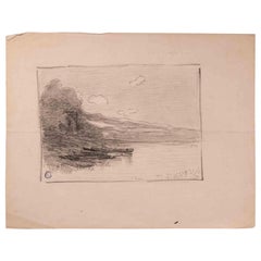 Antique Landscape - Original Drawing by Edmond Cuisinier - Early 20th Century