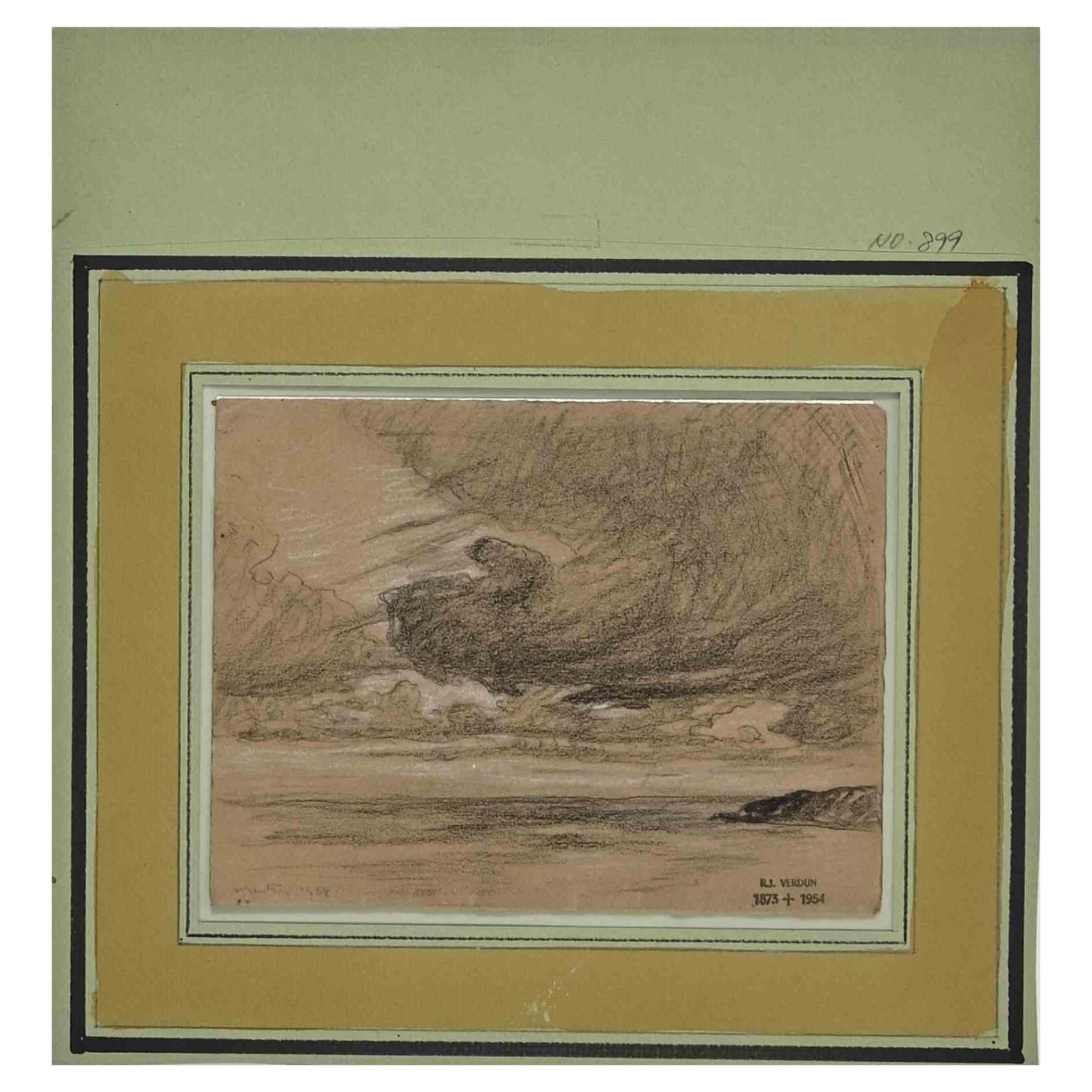 Nuageux est un dessin original au crayon réalisé par Raymond Jean Verdun (1873 - 1954) en 1908.

Signé et daté par l'artiste.

Bon état.

Né en 1873 à Nogent-le-Rotrou, Raymond Jean Verdun a été l'élève d'Henri Harpignies. Comme Harpignies, il peint