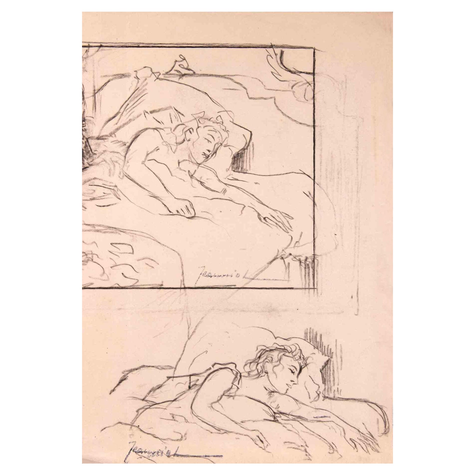 Figures ist eine Original-Zeichnung auf Papier des Malers Pierre Georges Jeanniot (1848-1934).

Zeichnung in Kohle.

Signiert auf der unteren Seite.

Gute Bedingungen.

Pierre-Georges Jeanniot (1848-1934) war ein schweizerisch-französischer