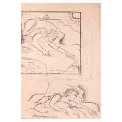 Figures - Drawing in charcoal By Pierre Georges Jeanniot - Early 20th Century