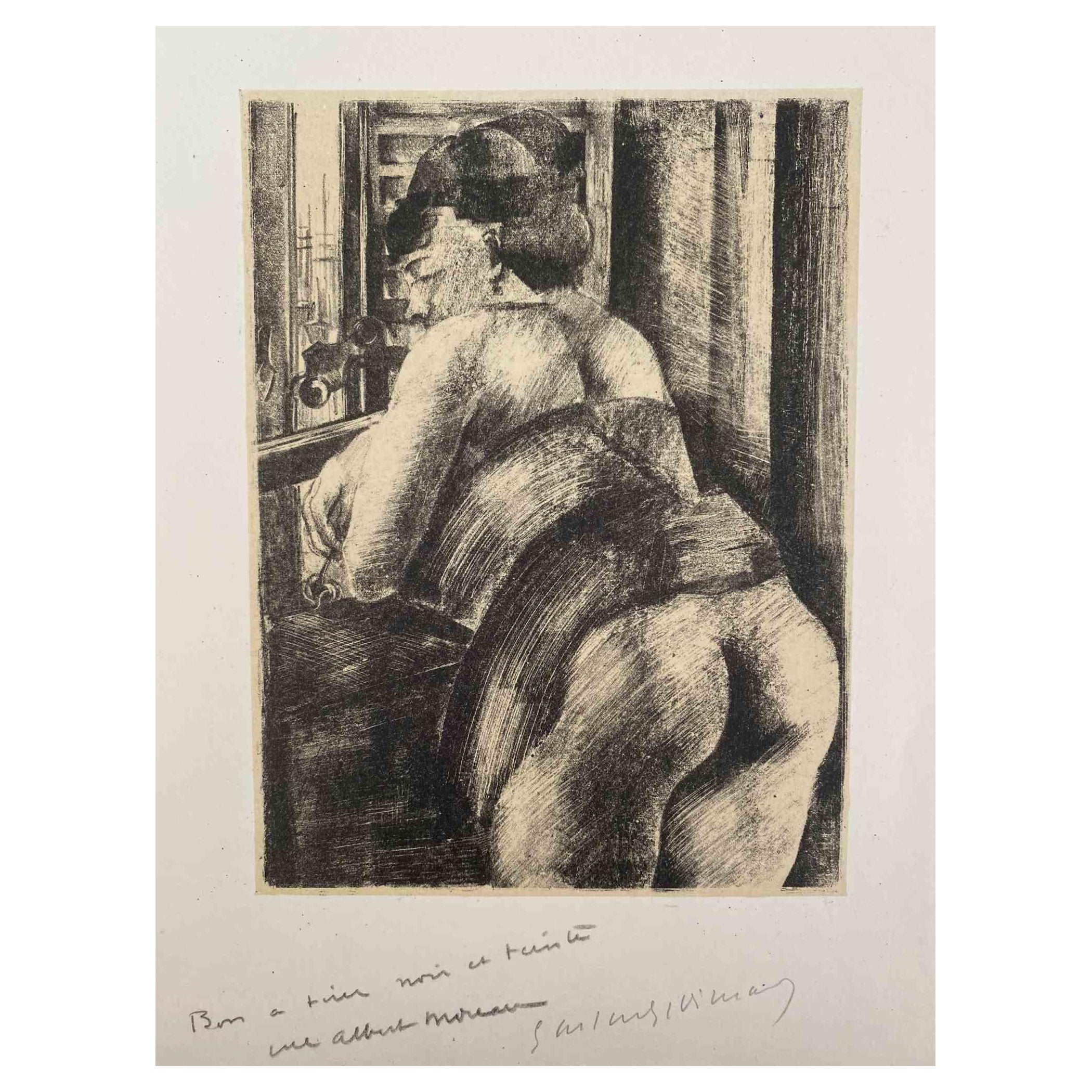 Femme nue est une Lithographie originale sur papier ivoire réalisée par Luc Albert Moreau.

L'œuvre d'art est en bon état.

Signé à la main en bas. 

Luc-Albert Moreau (1882-1948) est un peintre, graveur, lithographe et illustrateur français, proche