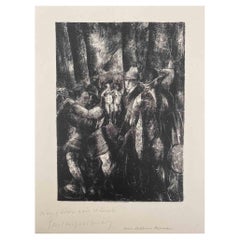 Bailando en el bosque - Litografía de Luc-Albert Moreau - Principios del siglo XX