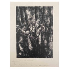 Danser dans la forêt - Lithographie de Luc-Albert Moreau - Début du XXe siècle