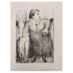 Zwei Frauen – Originallithographie von Luc-Albert Moreau – frühes 20. Jahrhundert