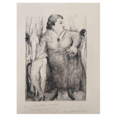 Dos mujeres - Litografía original de Luc-Albert Moreau - Principios del siglo XX