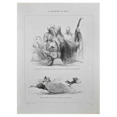 La Civilisation à la Porte - Lithograph - Mid-19th Century