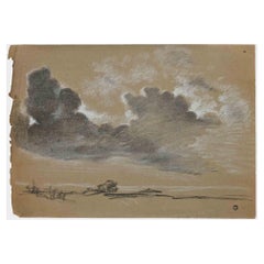 Landscape - Drawing in Charcoal - Early 20th Century
