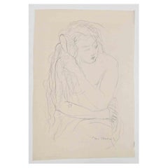 Woman - Original-Bleistiftzeichnung von Jacques Thévenet - Anfang des 20. Jahrhunderts