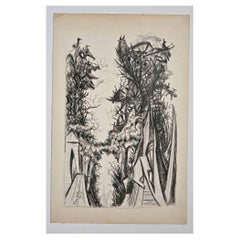 Trees – Original Kohlezeichnung von Pino della Selva – frühes 20. Jahrhundert
