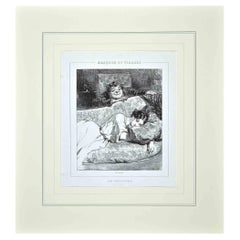 Les Partageuses - Original Lithograph by Paul Gavarni - 1850s