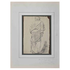 Antique Figure of Man - Original Pencil Drawing by Augustin de Saint-Aubin- 19th Century