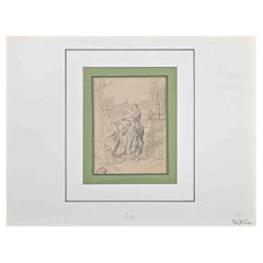 Figures of Women -Original Pencil Drawing by Frédric Theodore Lix - 19th Century
