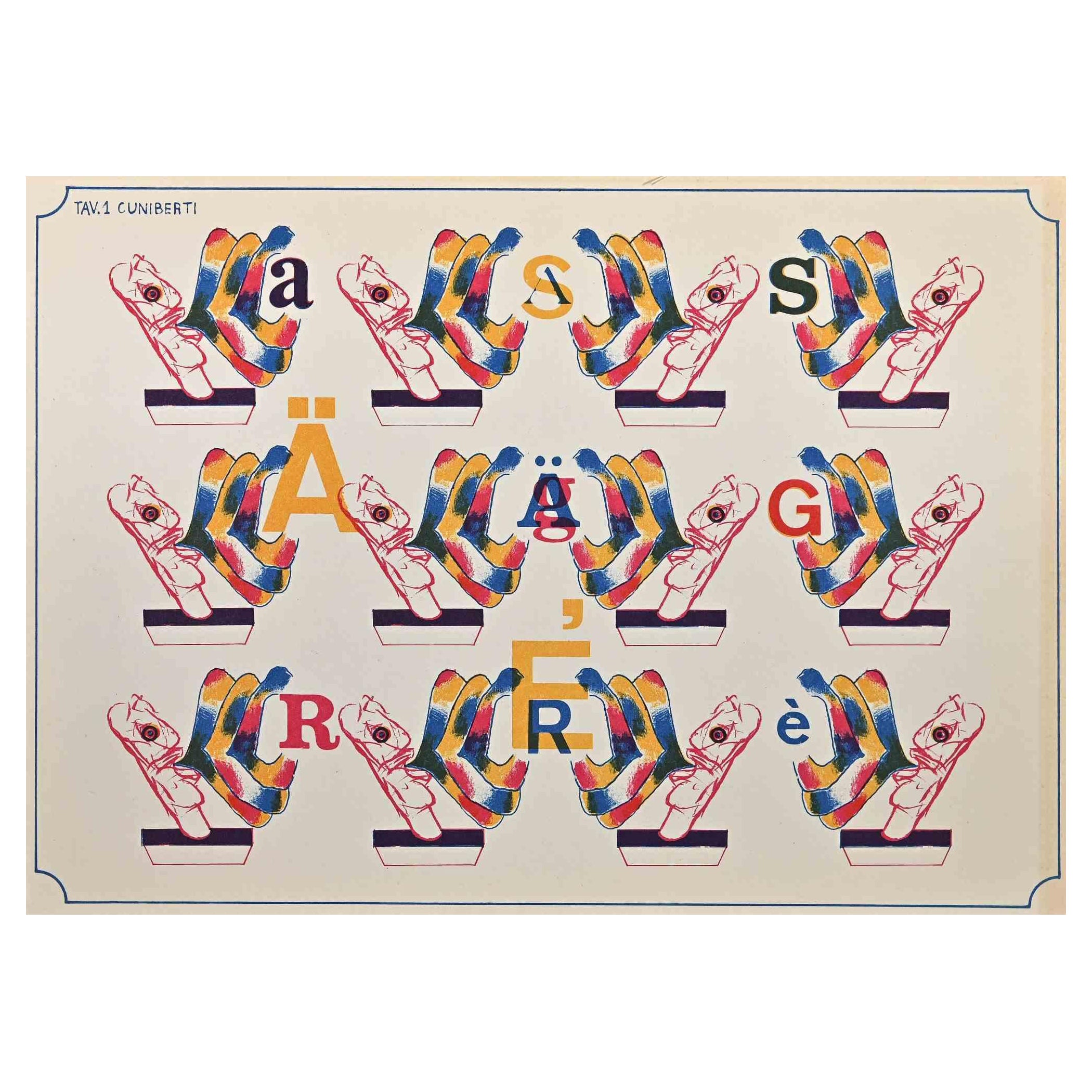 Das Muster ist eine Original-Lithographie von Pirro Cuniberti aus den 1960er Jahren.

Gute Bedingungen.

Das Kunstwerk wird durch harmonische Farben dargestellt.