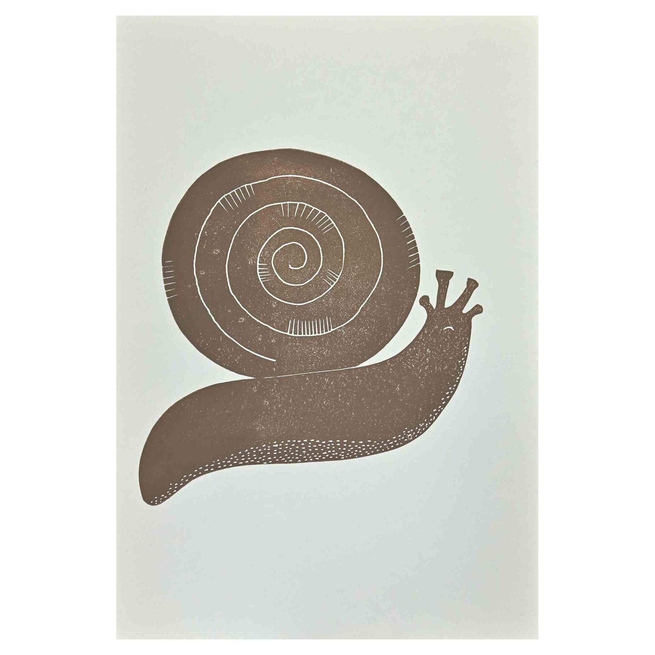 Jean Lurcat Abstract Print - Snail - Original Lithograph by Jean Lurçat - Mid 20th Century