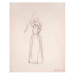 Figure - Drawing in pencil By Pierre Georges Jeanniot - Early 20th Century