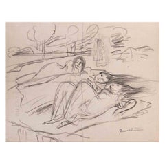 Figures - Drawing in pencil By Pierre Georges Jeanniot - Early 20th Century