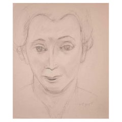 Portrait of Woman - Original Etching by Raymond Veysset - Mid-20th Century