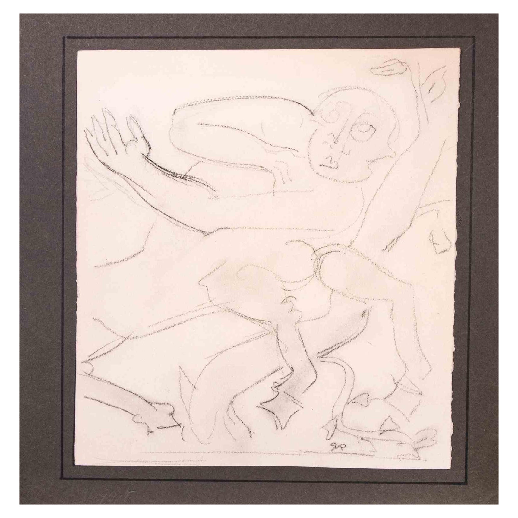 Dessin pour sculpture - Dessin original de Raymond Veysset - Milieu du 20e siècle
