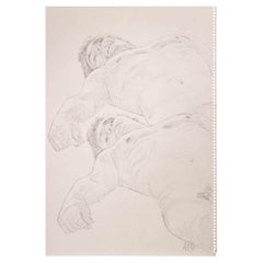 Boys Lying Down - Original Pencil Drawing by Anthony Roaland - 1981