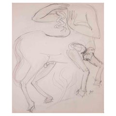 Horseman - Original Drawing by Raymond Veysset - Mid-20th Century