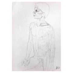 Portrait of a Boy - Original Pencil Drawing by Anthony Roaland - 1980s