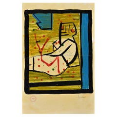 Composition abstraite - Peinture originale de Lucian - XXe siècle